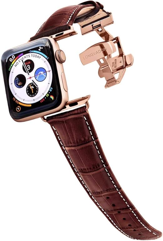Longvadon Leather Apple Watch Bands for Men - Compatible with Apple Watch  Series 1-7 (38, 40