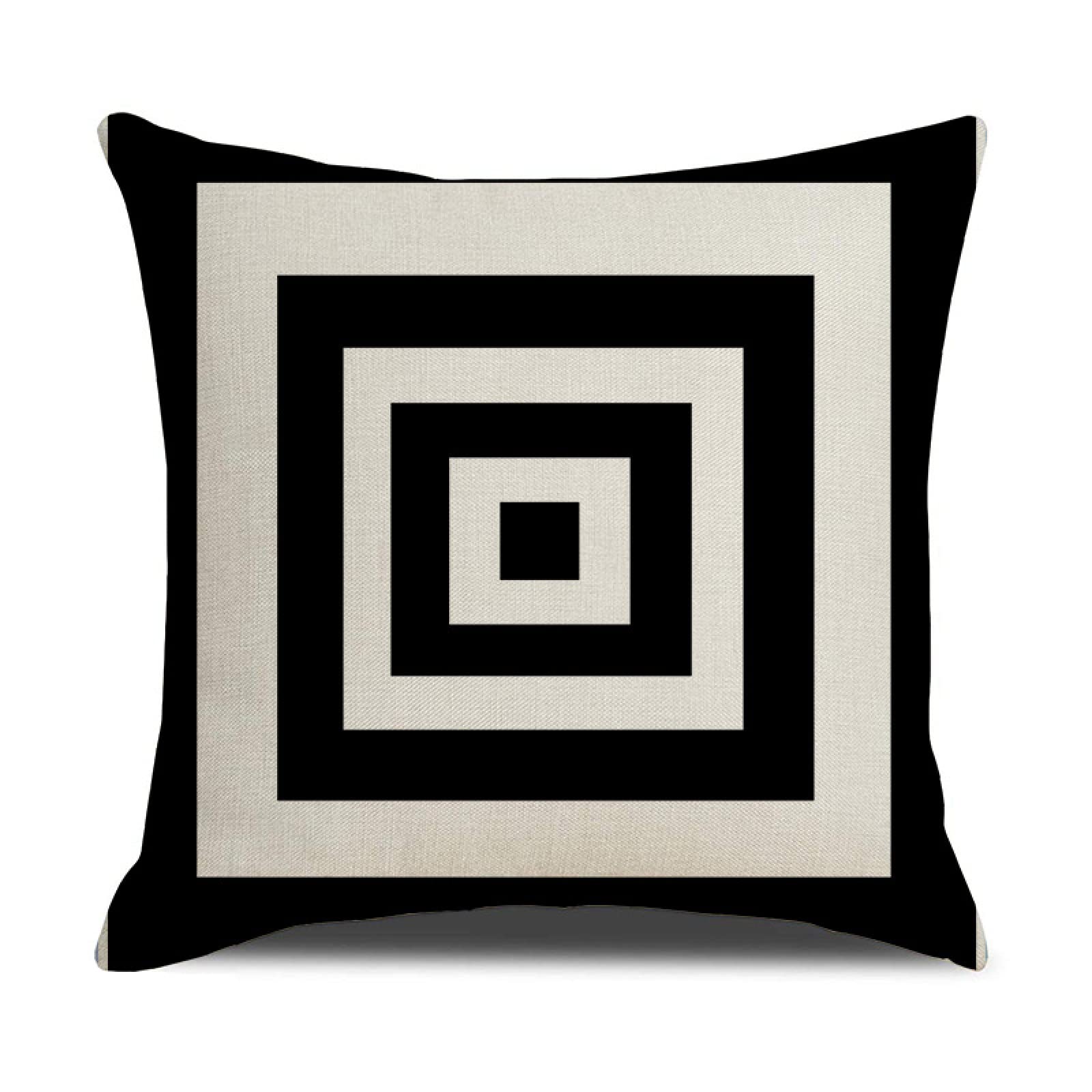 Cushion Covers 50cm x 50cm Geometric Black Decorative Pillows with Invisible Zipper Garden Cushions Square Linen Scatter Cushions Comfortable Breathable Pillow Cover