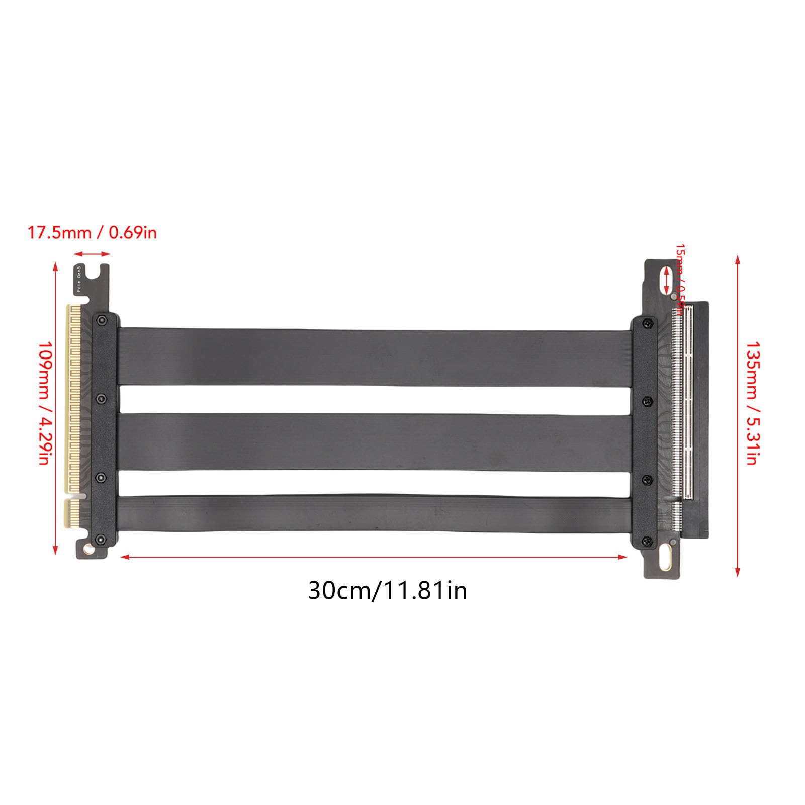 KIMISS Kabel Nośny PCIe 5.0 X16 do Karty RTX 4090/5090 — Elastyczna Karta Rozszerzenia GPU 128 Gb/s z Ekranowaniem EMI (40cm)