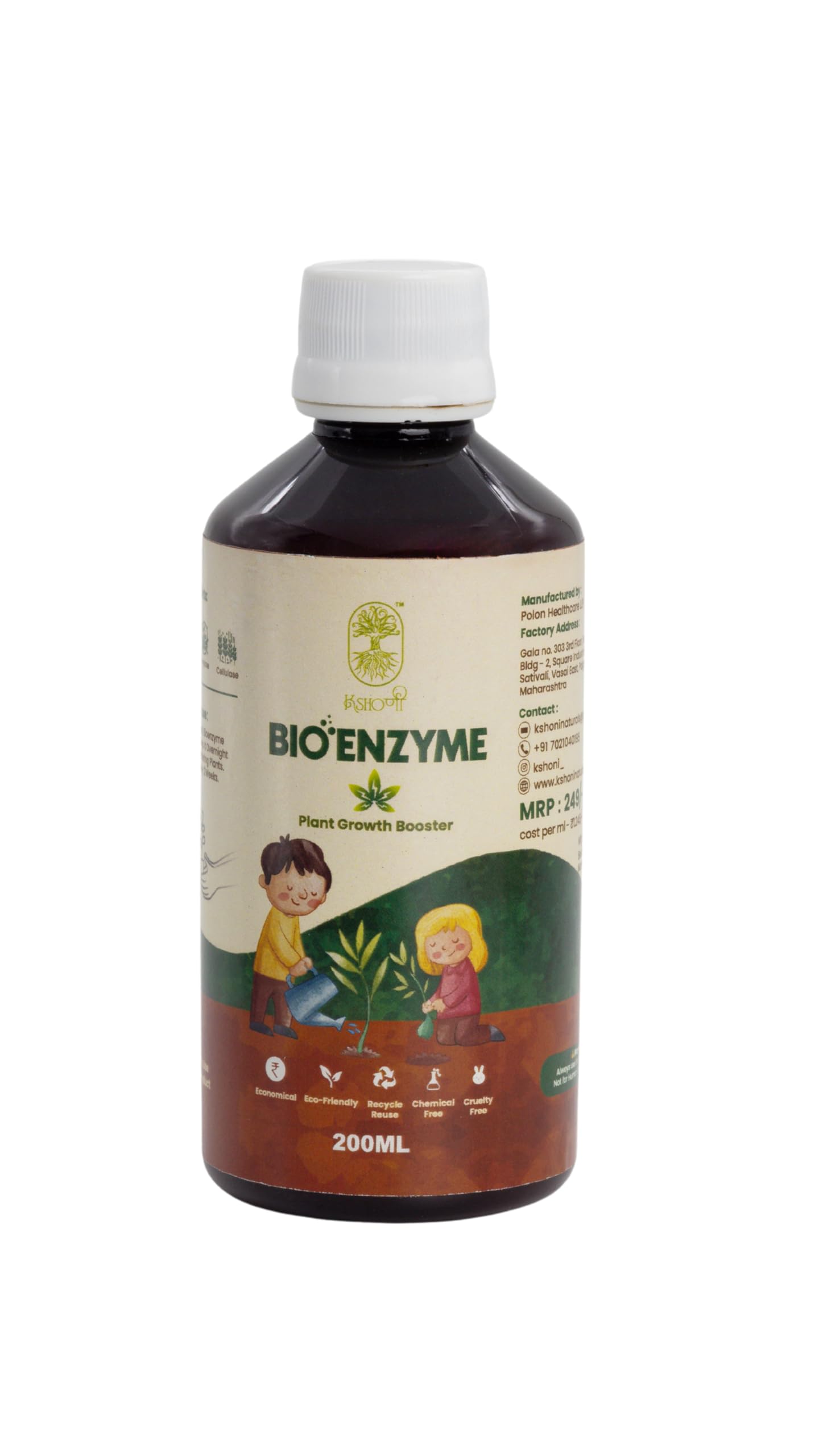KSHONI Bioenzyme Plant Booster | Organic Growth Promoter & Soil Revitalizer | Liquid Plant Tonic for Vegetables, Flowers, and Indoor Plants | 200ml | Chemical-Free & Eco-Friendly