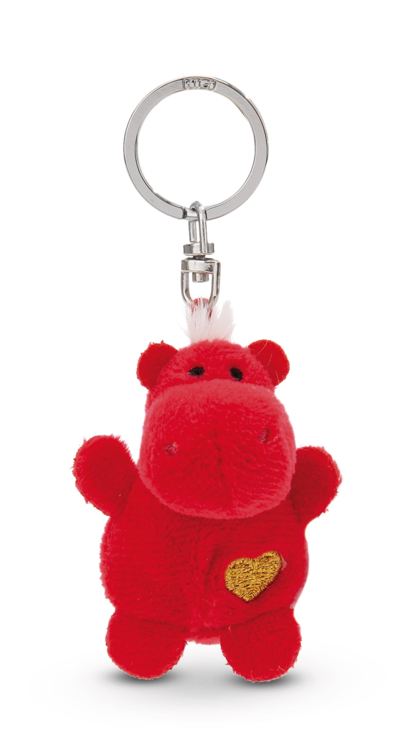 NICI Keyholder hippo with heart 5cm - red - A loyal companion for backpacks or bags, keychain for key rings & key holders for all ages | 62081