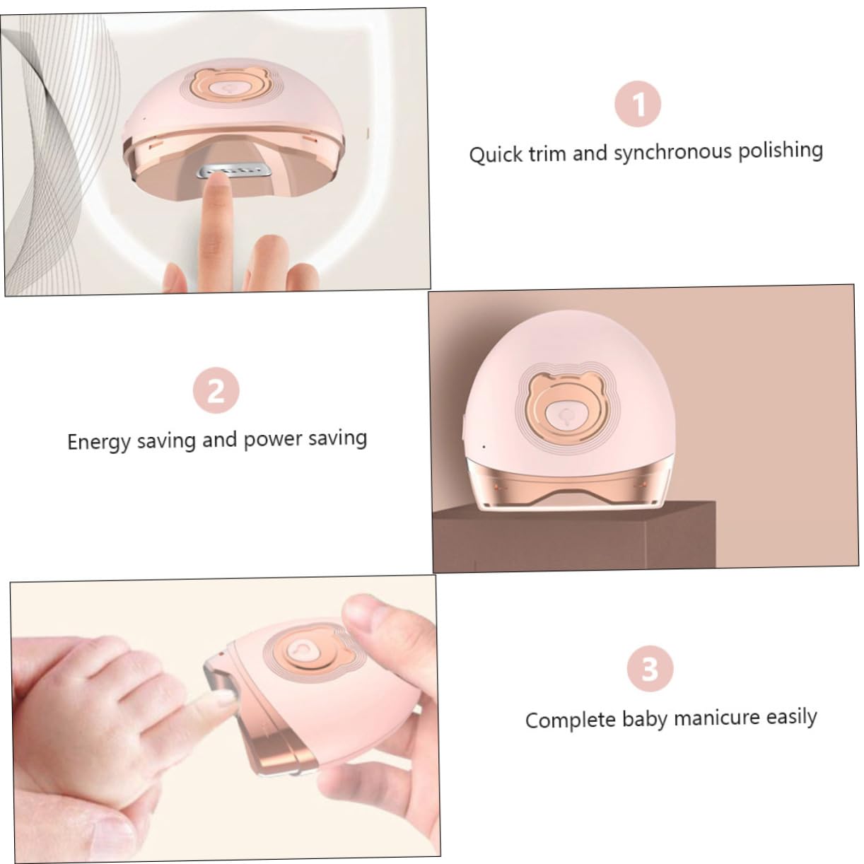 Elektrischer Nagelknipser für Neugeborene, 1 Stück, 500mah Rosa | Abs und Stahl, Dc3.7v 2.2w, Micro USB Aufladung 5v=1a, Kleiner Tragbar, Formen und Feilen