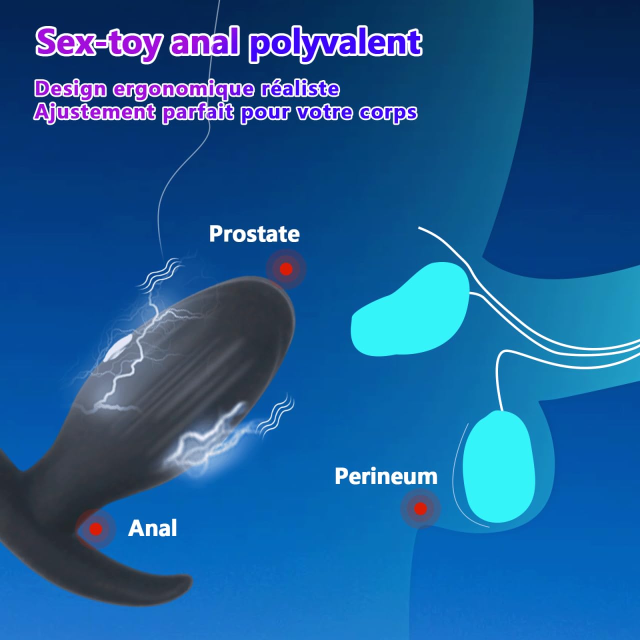 Électrostimulation Plug Anal Vibromasseurs Sex Toys Anals Plug Vibrant avec 7 Modes de Vibration et 7 Modes de Choc Electrique Télécommande Silicone Butt Plugs Anale, Prostate Homme SM Jouets Sexuels