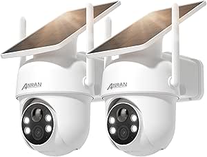 ANRAN 5MP Wireless Outdoor WiFi Surveillance Camera, Built-in Solar Panel, Battery Operated IP Camera, Color Night Vision, Human PIR Detection, Two-Way Audio, Alarm Siren, 2 Pcs asin的图片