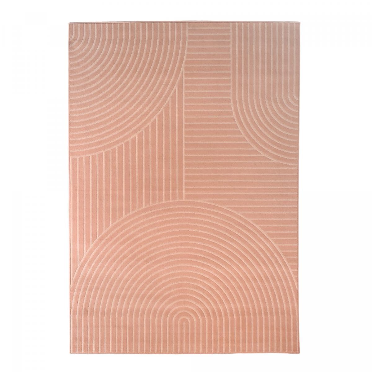 Tapis Salle À Manger, 160 X 225 Cm, Motif Géométrique Rose, Poils Ras Tissé Belgique, Style Moderne Graphique pour Ambiance Accueillante, 12070