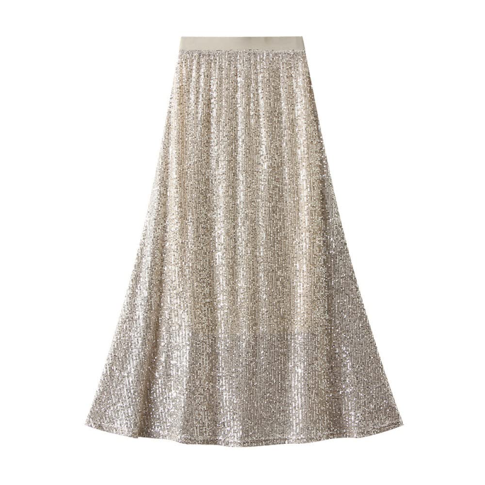 Gonna Donna,Gonna Midi Con Paillettes Da Donna Cocktail Party Gonna Lunga Elastico A Vita Alta Gonna Avvolta Sui Fianchi Gonna A Coda Di Pesce In Rete A-Line Altalena Gonne Lunghe Arricciate Per Rag