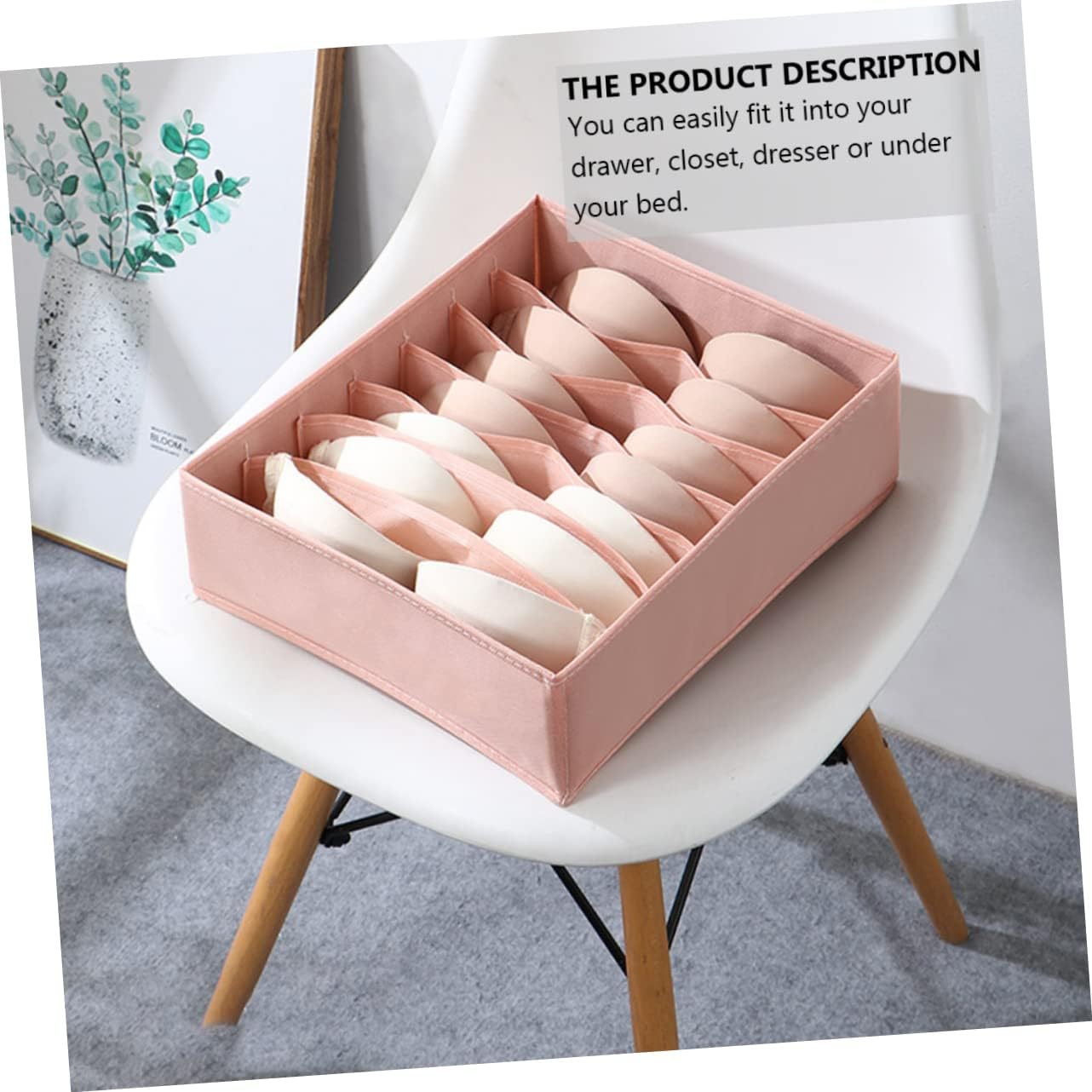 Healifty Underwear Storage Box Non Woven Fabric Socks and Organizer Portable Organizer for Bras Panties and Accessories Home and Travel Use Pink