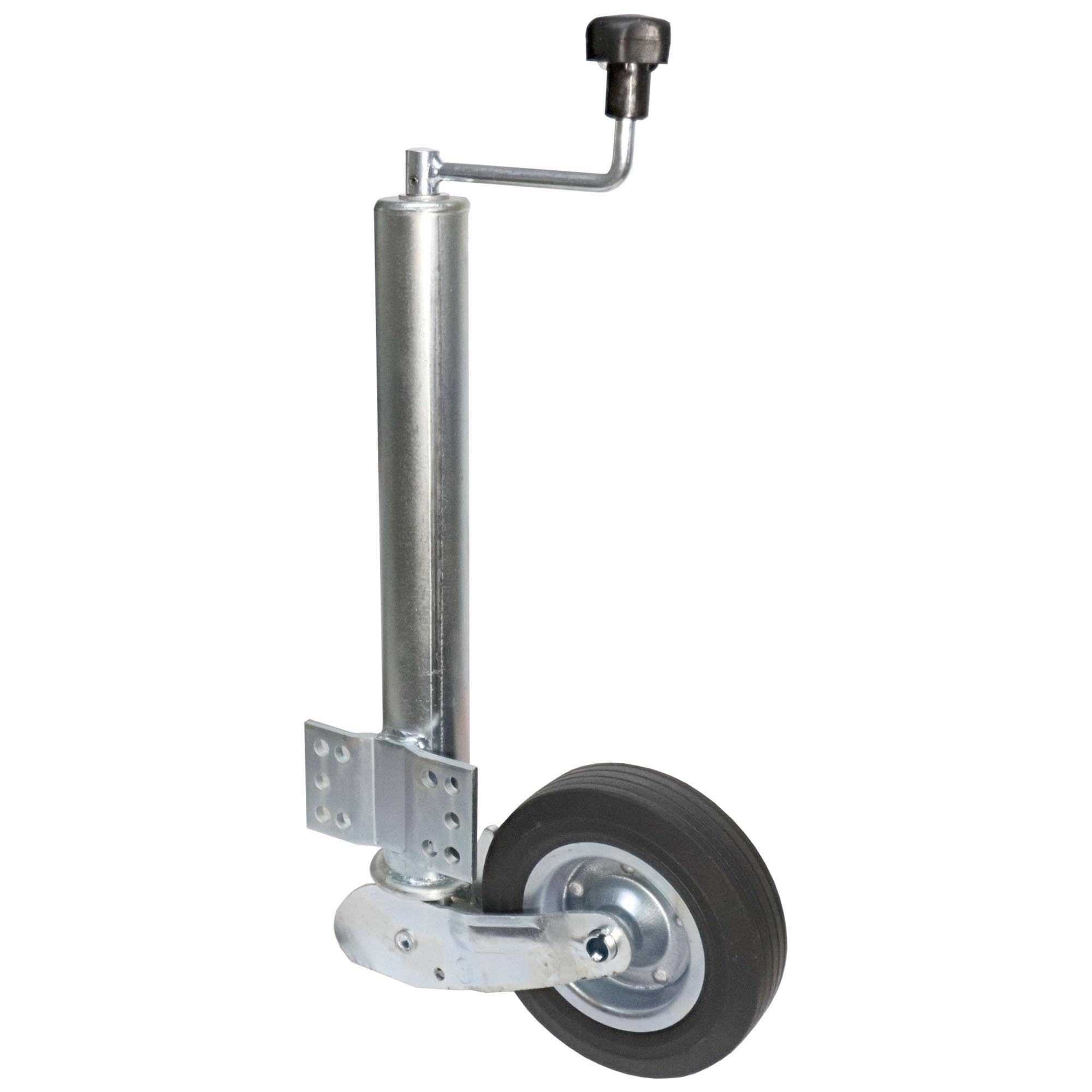 Halbautomatik-Stützrad 60mm, 400kg Stützlast mit Flansch 130x90mm direkt am Rohr