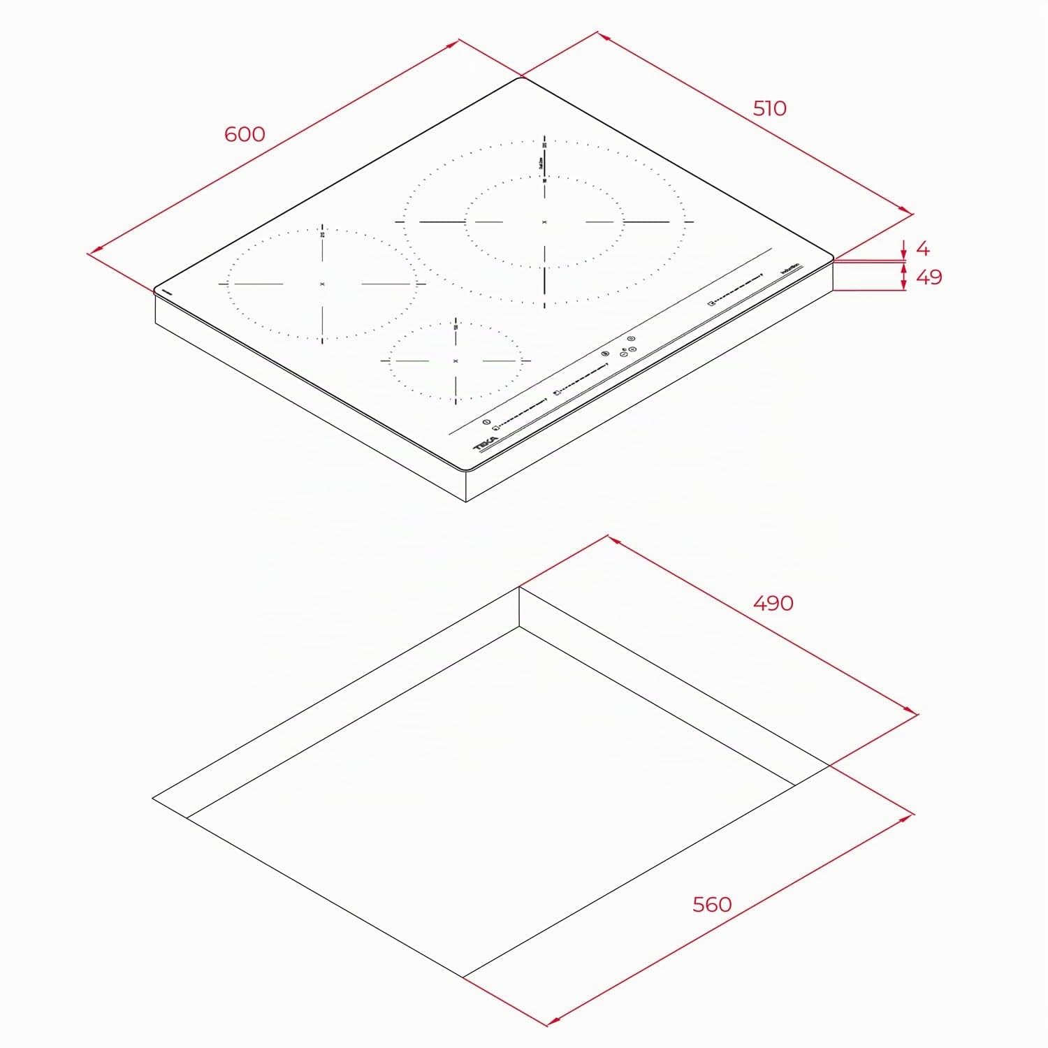 Teka IZC 63320 MST - Placa Inducción MasterSense 60 cm, con 3 Zonas de Cocción, 8 Funciones, Máxima Potencia, Placa Inducción Tres Fuegos, Color Negro