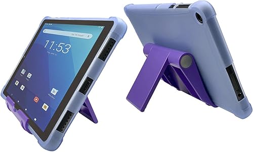 Miniatura 10 de Funda protectora de TPU para tableta Android Onn Pro de 8 pulgadas versión 2020 (soporte morado + TPU púrpura)