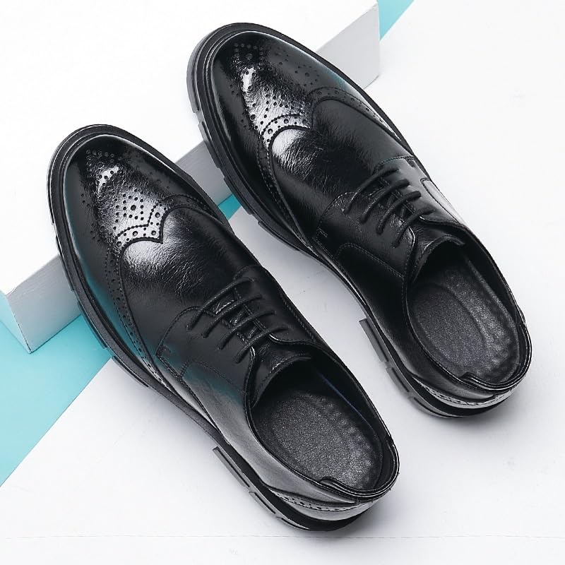 Men's Patent Leather Printing Slip On Platform Derby Casual Work Office Business Oxfords Business Formal Wedding Party Shoes2