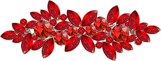 Crystal Hair Barrettes, Red Austrian Rhinestone Flower Hairpins Hair Cli...