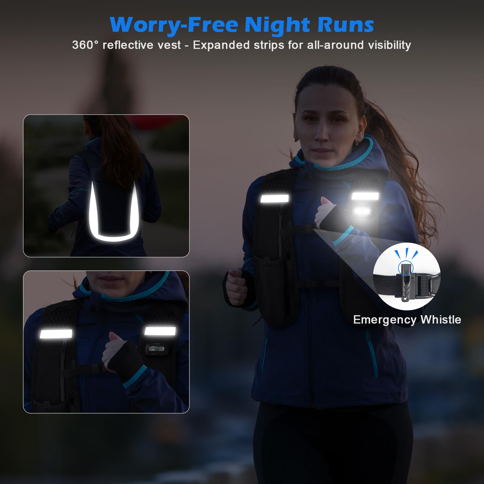 Nextyu Laufweste Damen und Herren, Trinkweste mit Trinkflasche Soft 500ML & Handytasche, Trinkrucksack Reflektierend Leicht für Trailrunning Wandern Marathon Laufen Joggen