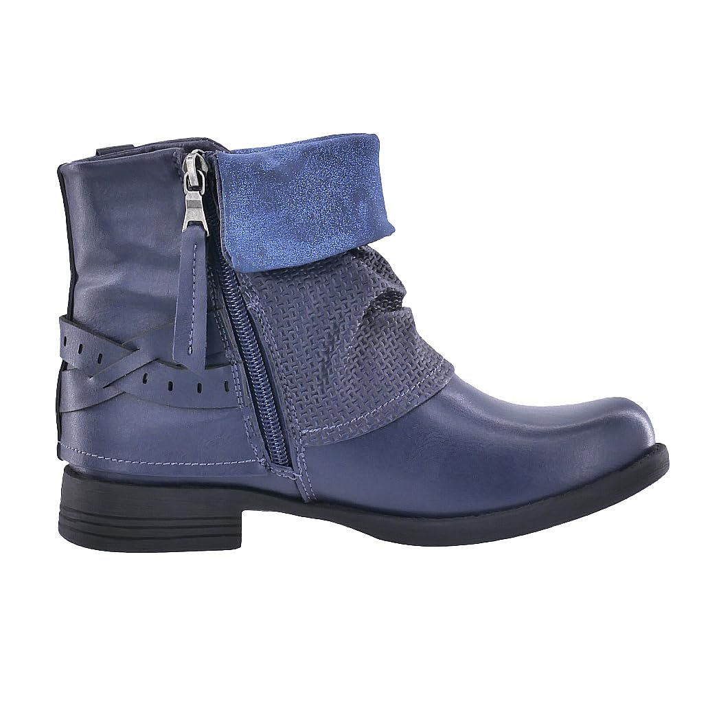 Elara Botines Mujer Botas de Estilo Motero Remaches Chunkyrayan