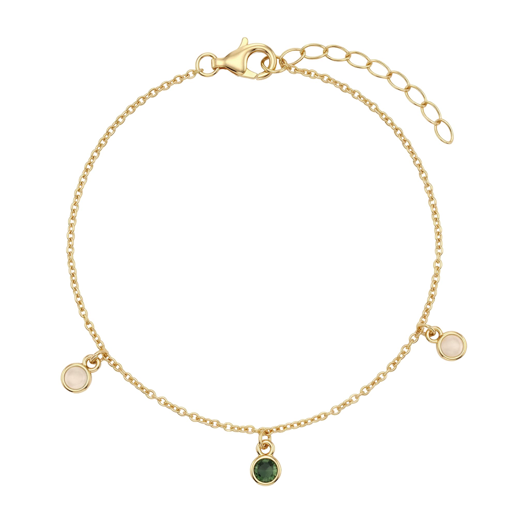 Noelani - Bracciale da Donna in Argento 925 - Placcato Oro/Dorato - con Giada e Agata - NOE-B0018