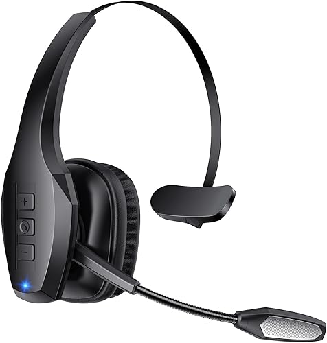 Auriculares Bluetooth Trucker, auriculares inalámbricos con micrófono, auriculares Bluetooth con doble cancelación de ruido y botón de silencio,