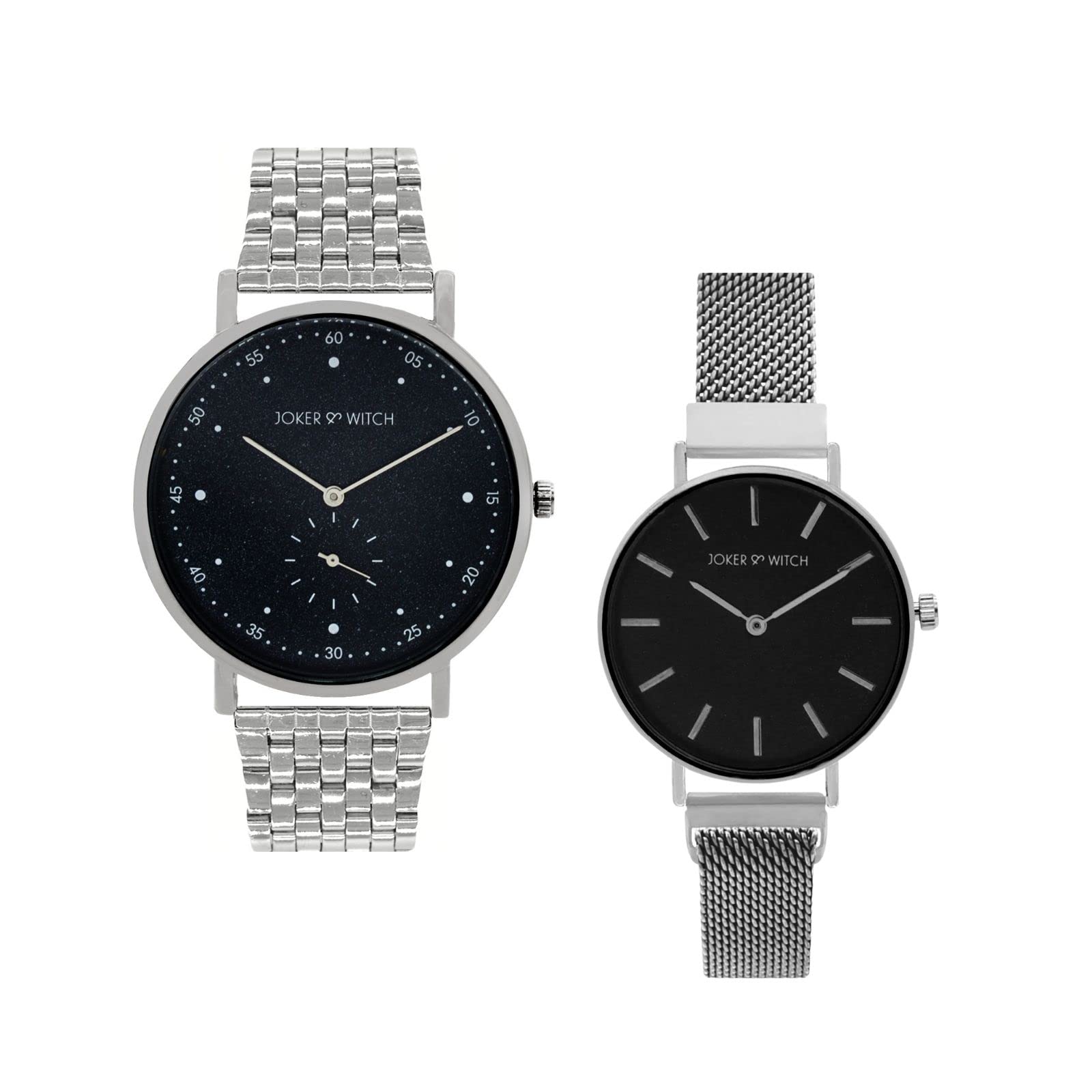 Joker & Witch Stainless Steel Kit & Kat Couple Analogue Watches, Black Dial, Silver Band (B0BVB2Z3H4) Amazon Price History, Amazon Price Tracker