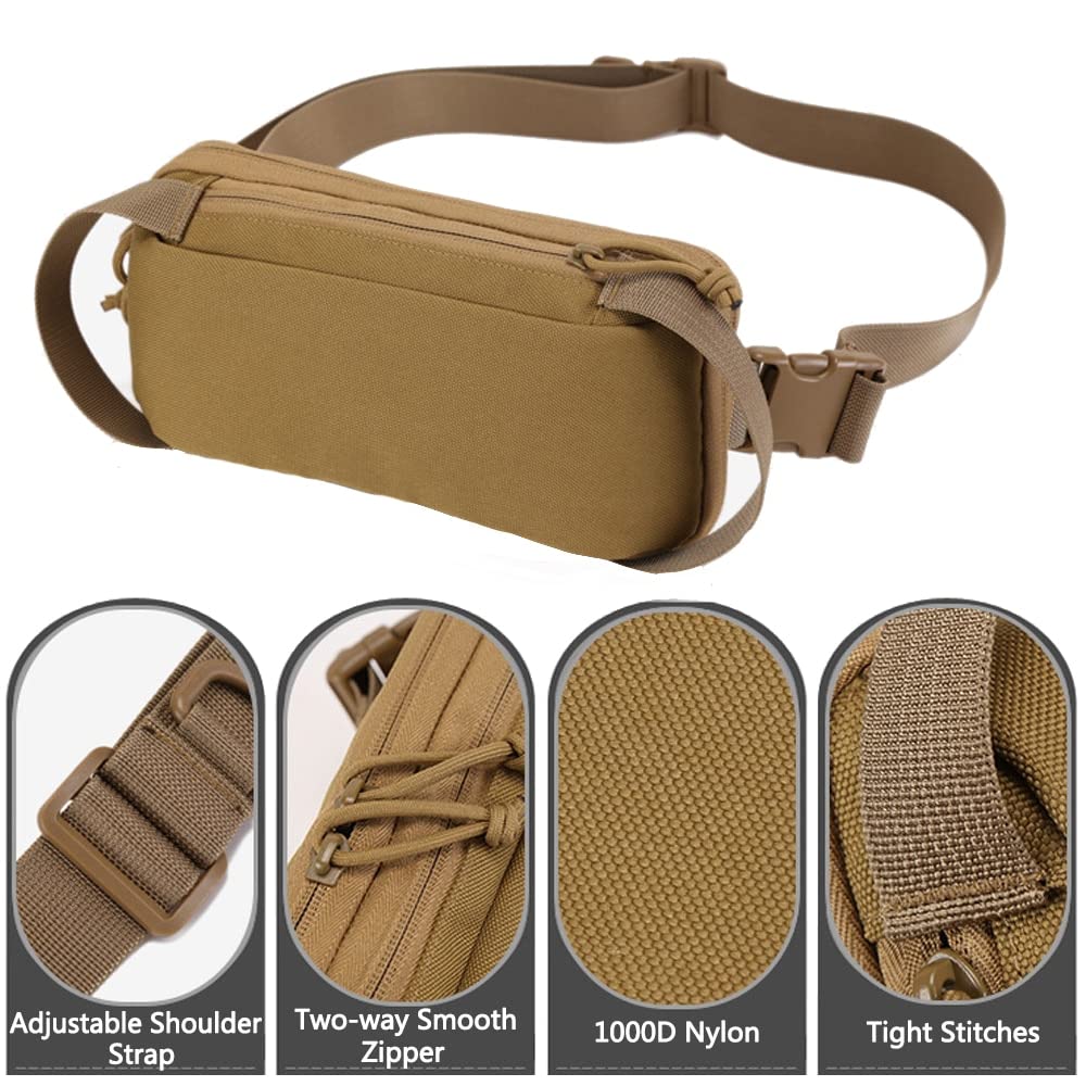Bolsa de Pecho táctica 1000D Bolsa antirrobo al Aire Libre Bolsa de Hombro Bolsa de Hombro Bolsa de Caza de Mano para Acampar Senderismo Viajes Móvil (Color : Tan)