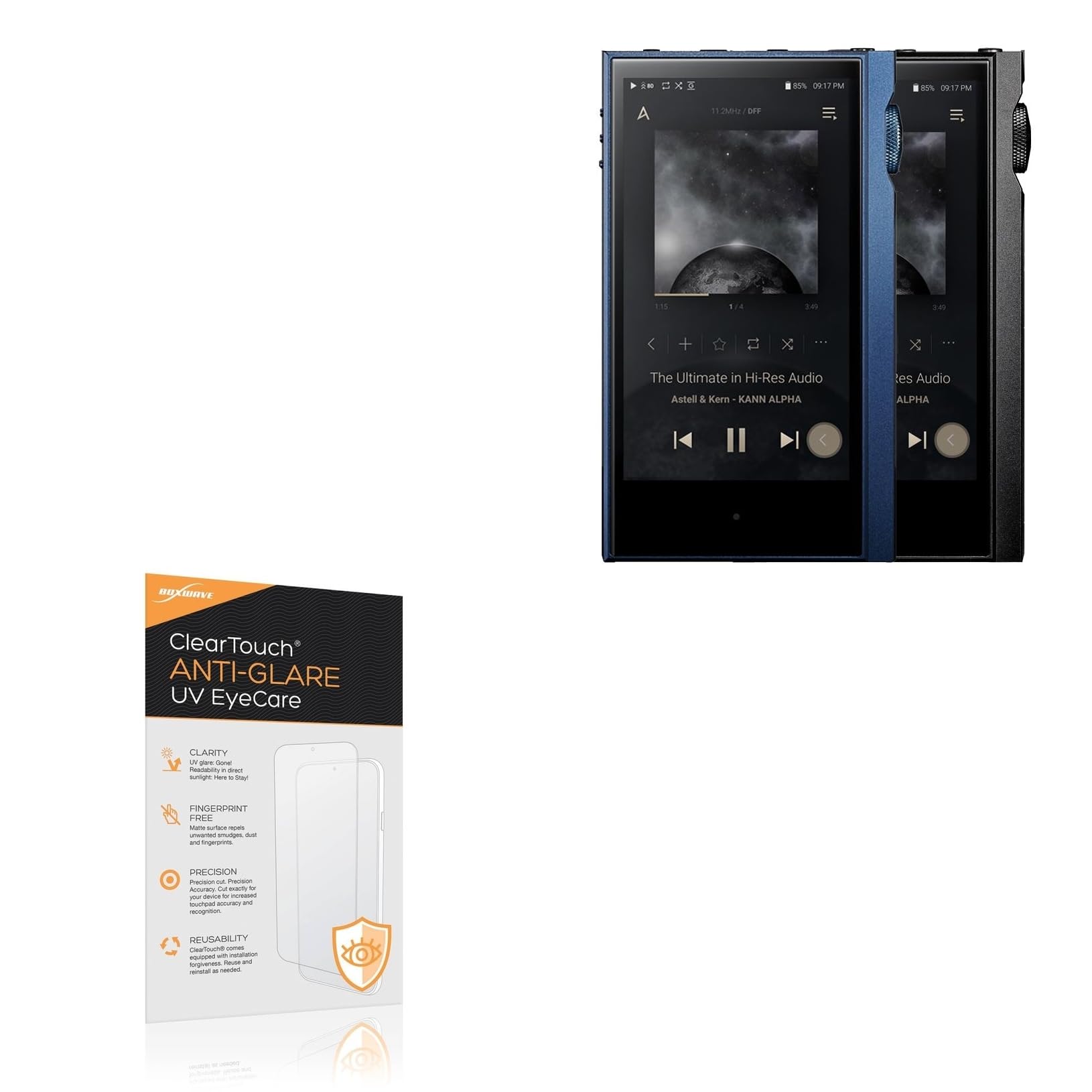 BoxWave Screen Protector Compatible With Astell & Kern Kann Alpha - ClearTouch Anti-Glare Anti-UV EyeCare (2-Pack), Filters out Harmful Blue Light Reduce Fatigue