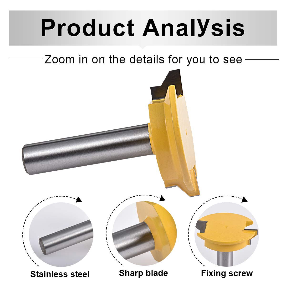 FAXIOAWA 1/2 "Gambo Cassetto Giunto Anteriore Dritto Rail & Stile Router Bit Fresa Scalpello Taglierina Utensili per la Lavorazione del Legno Reversibile
