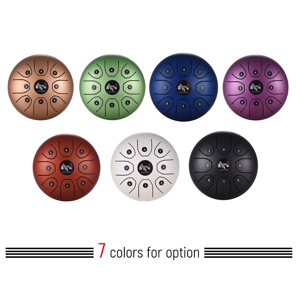 Btuty - Steel Tongue drum a 8 toni, 14 cm, strumento a percussione in do con bacchette e custodia per il trasporto