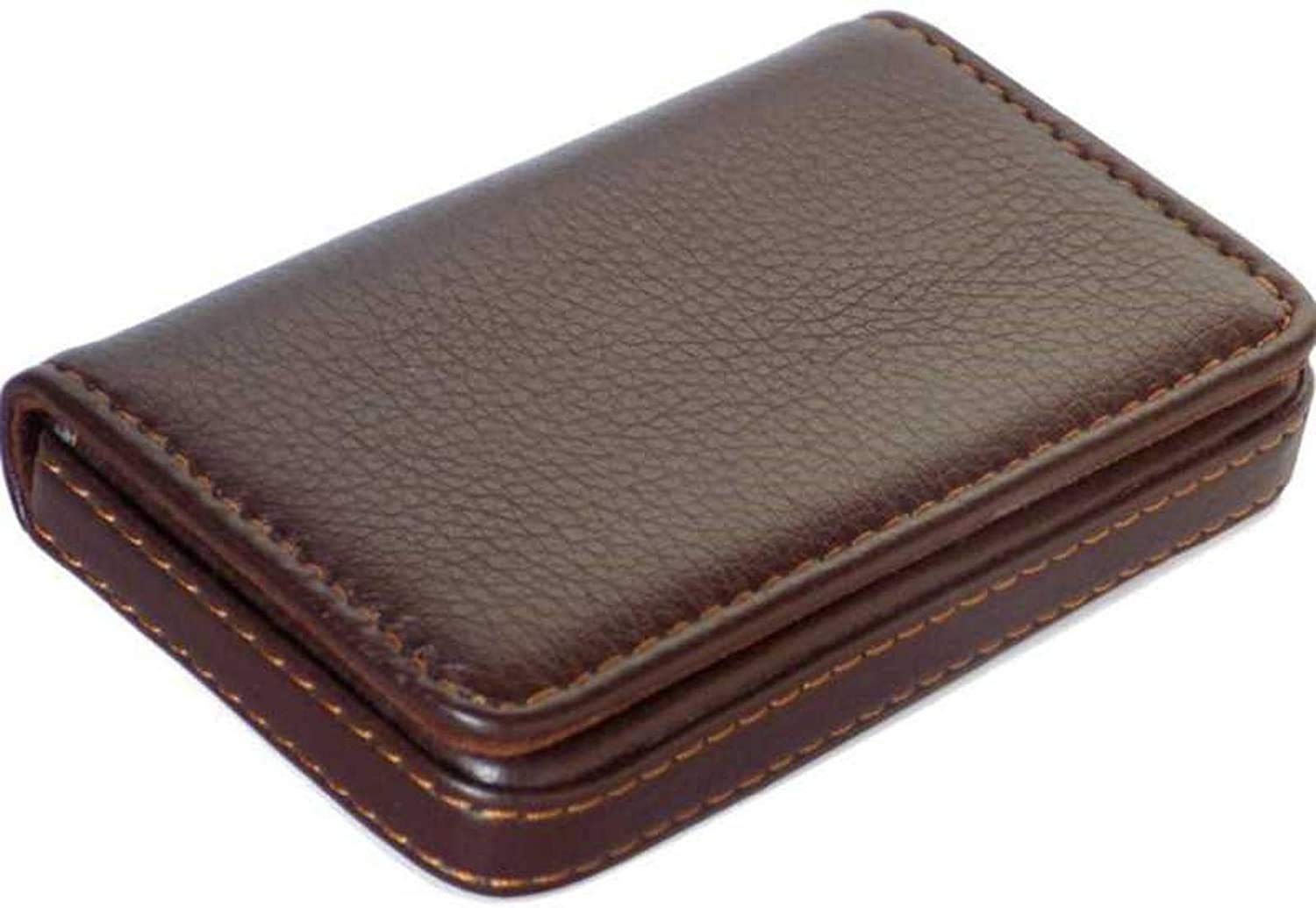 Rangwell NX Pocket Sized Stitched PU Leather Credit Debit Business Card Holder Wallet for Men & Women (Brown)