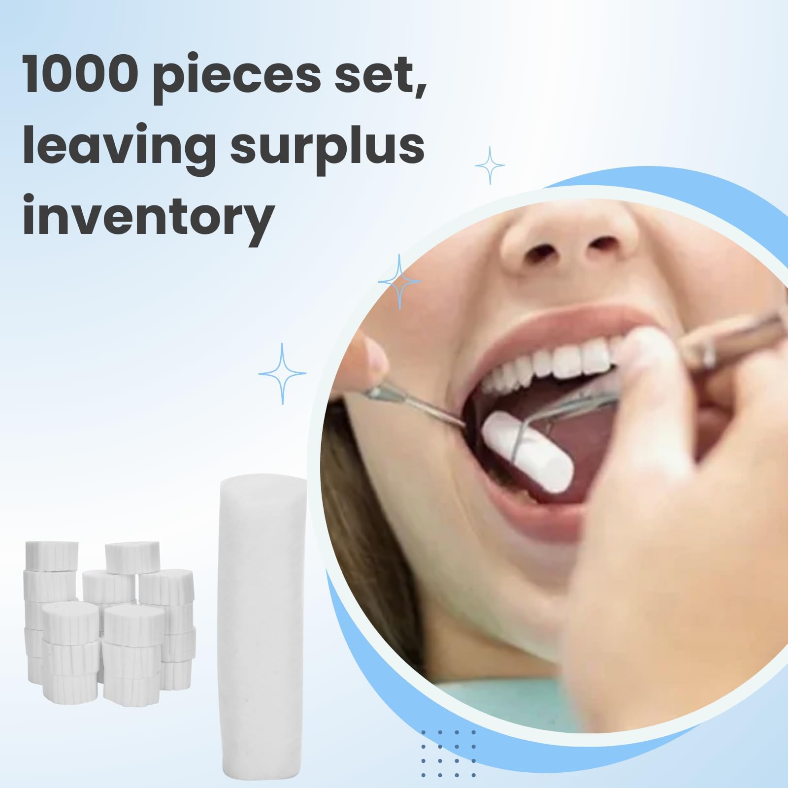 1000 rouleaux de coton dentaires en coton naturel, ultra-absorbants, emballés individuellement, idéaux pour cliniques dentaires, saignements de nez et hygiène buccale