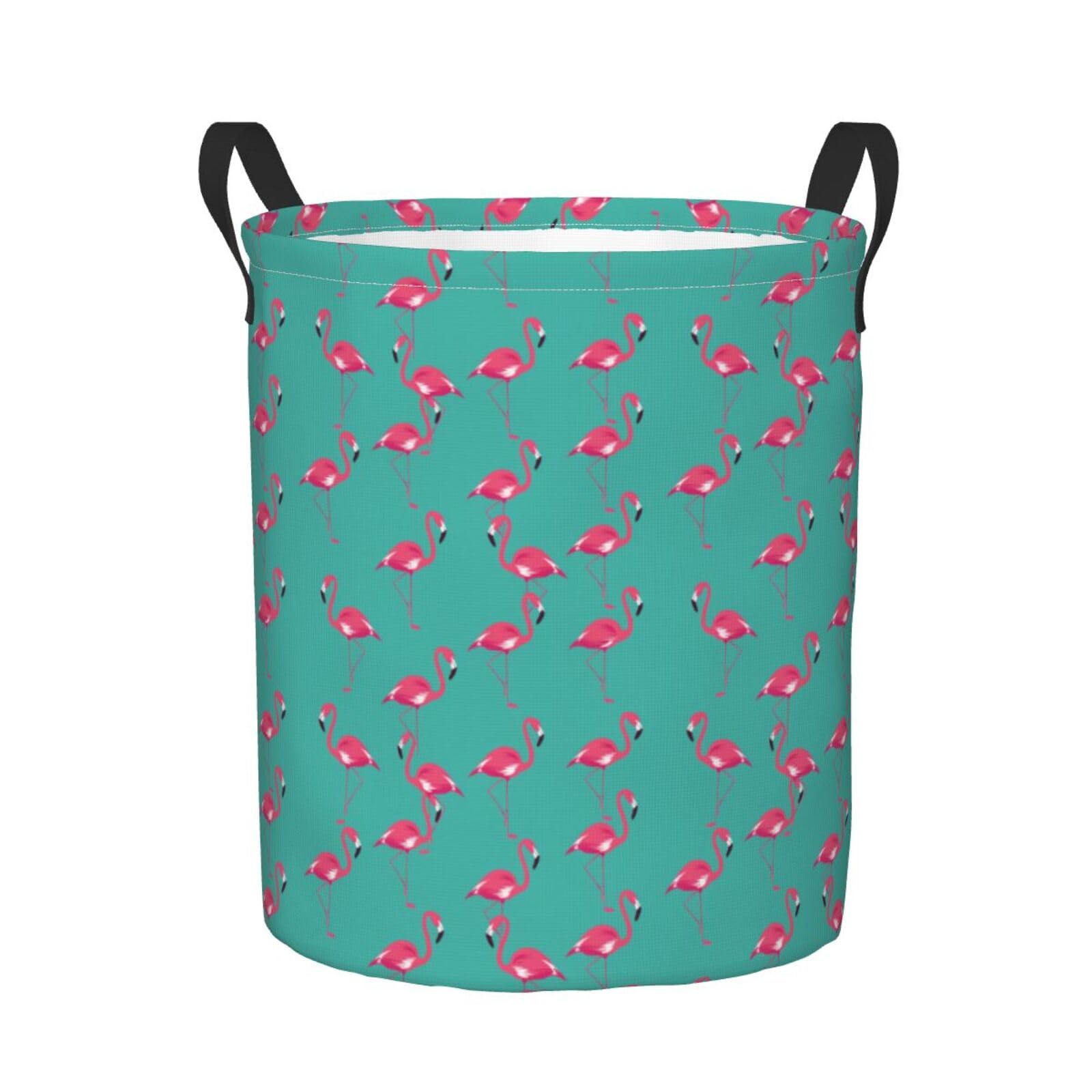 Cesto Portabiancheria Little Flamingo On Teal 50X40Cm | Cesto Portabiancheria Sporca Große Lavabile Stoccaggio Paniere per Dormitorio Lavanderia