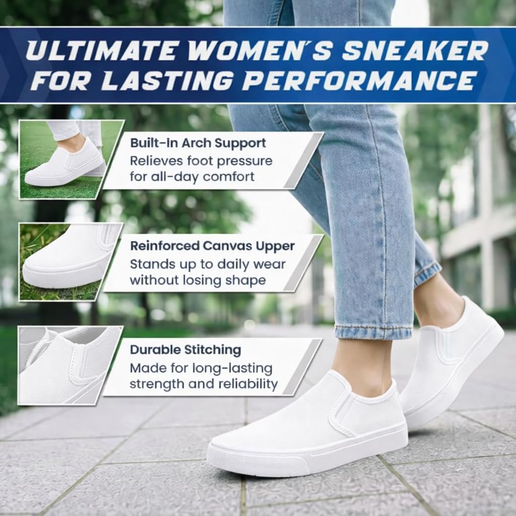 Emma Shoes Low-Top Slip Ons Women's Fashion Sneakers Casual Canvas Sneakers for Women Comfortable Flats Breathable Padded Insole Slip on Sneakers Women Low Slip on Shoes - Image 7