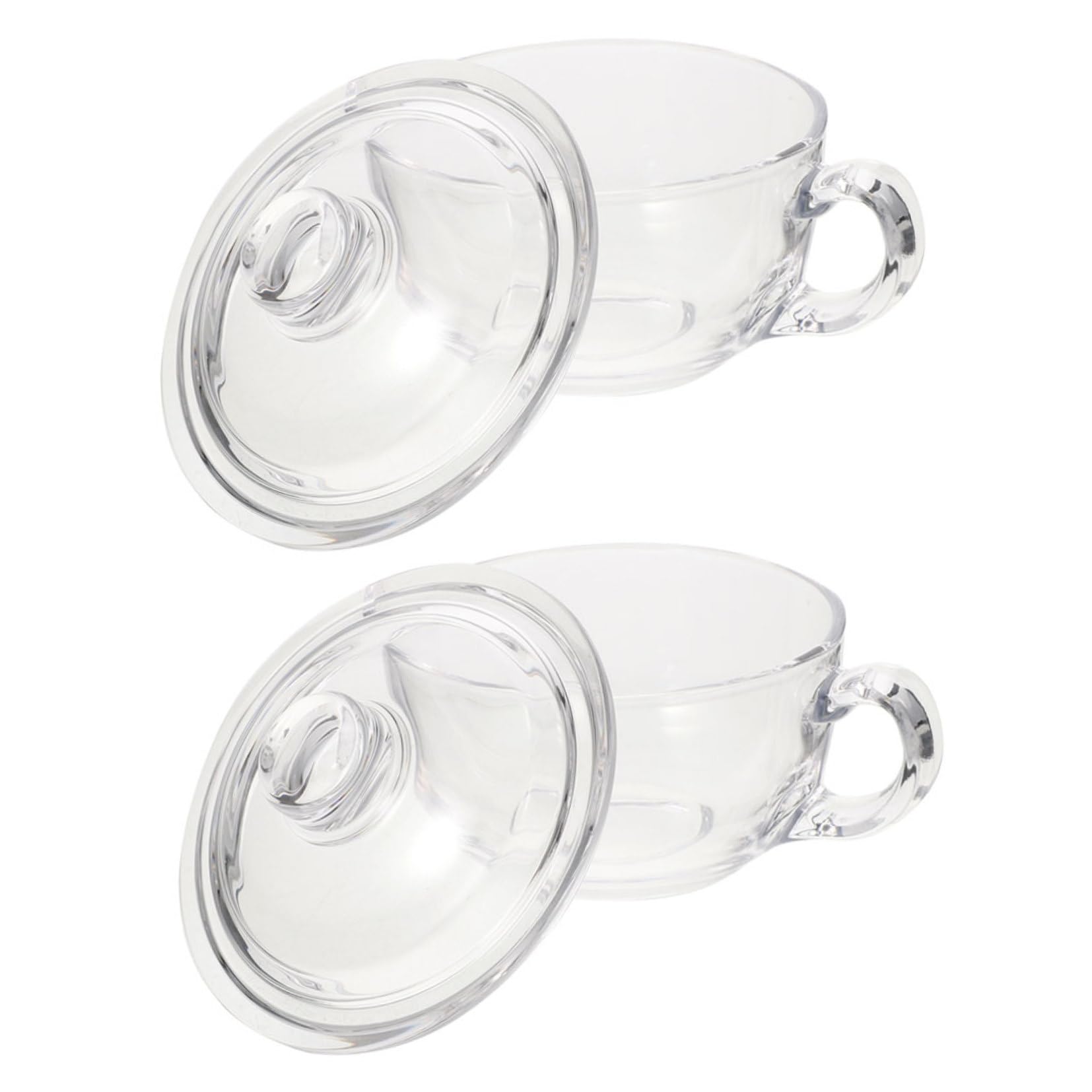 TOYANDONA 2 pezzi Tazza in Vetro Trasparente con Coperchio per Latte e Acqua Mug Multiuso per Colazione e Bevande Calde Design Ergonomico e Resistente