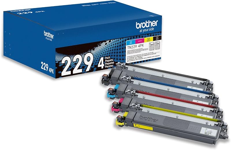 Cartuchos de tóner para impresora Brother TN2294PK de rendimiento estándar de 4 paquetes - Multipaquete de tóner negro, cian, magenta y amarillo | Paquete de 4 paquetes de rendimiento estándar