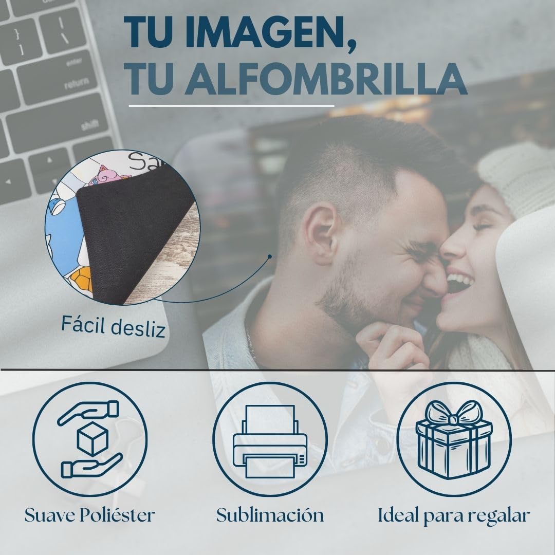 Alfombrilla Ratón Personalizada. Mouse Pad Personalizado. Alfombrillas Raton Personalizadas. Mousepad Tapete Escritorio. Regalos Personalizados Hombre, Mujer, Padre 18x22cm Rectangular