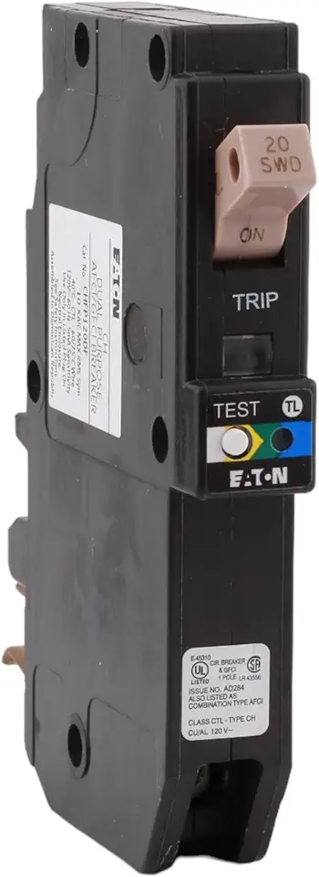 CHFP120A1CS 20 Amp Single Pole Dual Function All in One AFCI/GFCI Circuit Breaker, Plug-On Neutral, 120V, 10kAIC, UL Listed (1)