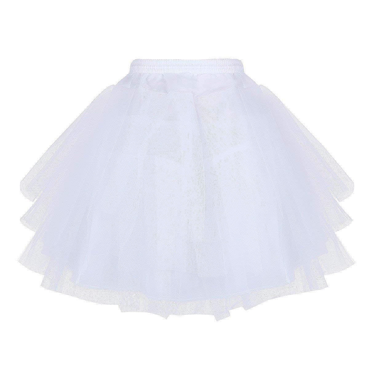 Enagua Crinolina 3 Aros Corto Flores Elástica Falda Vestido Novia Blanco 35CM
