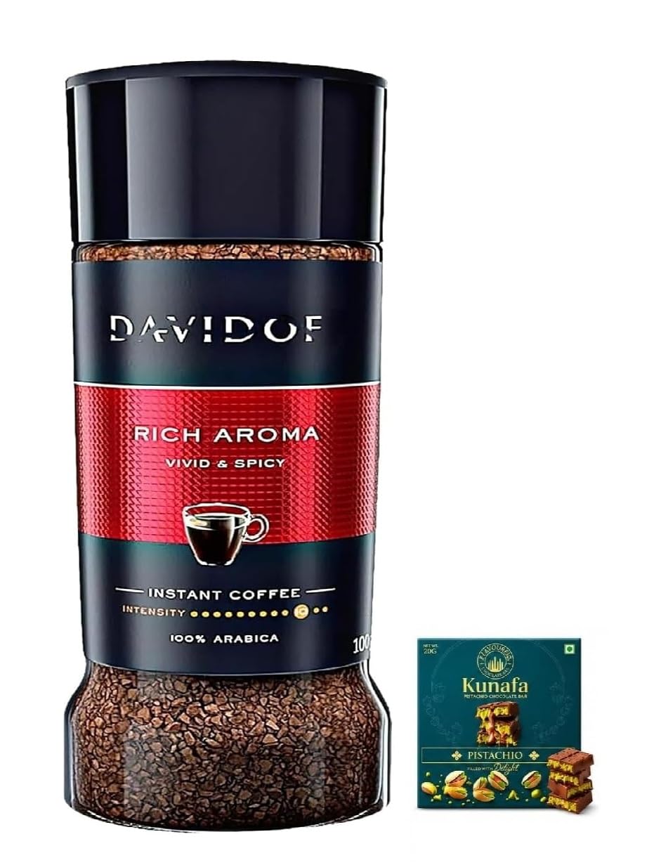 Davidof Rich Aroma Instant Coffee, 45g With Free Flavourito Kunafa Chocolate 20g By Decadent Foods-picture-13