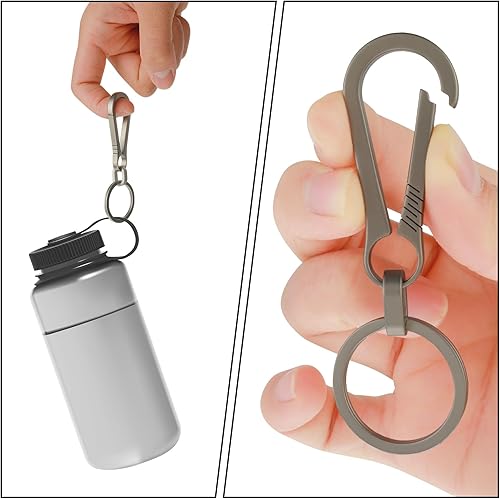 Miniatura 3 de Ouligay Mosquetón de titanio, clip para llavero EDC para llaves, gancho de liberación rápida para hombres y mujeres