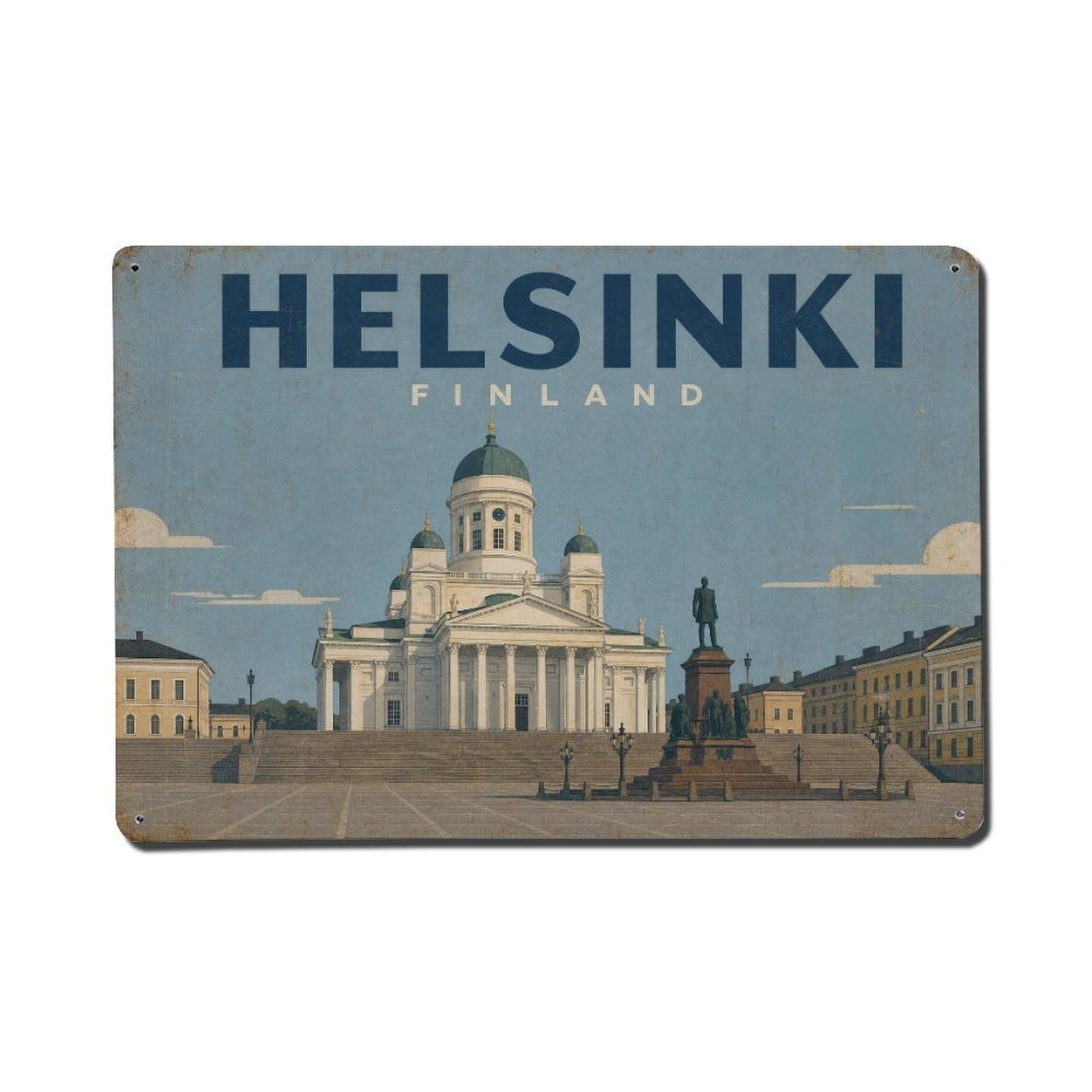 Vintage Travel Finland Helsinki Metal Tin Sign
