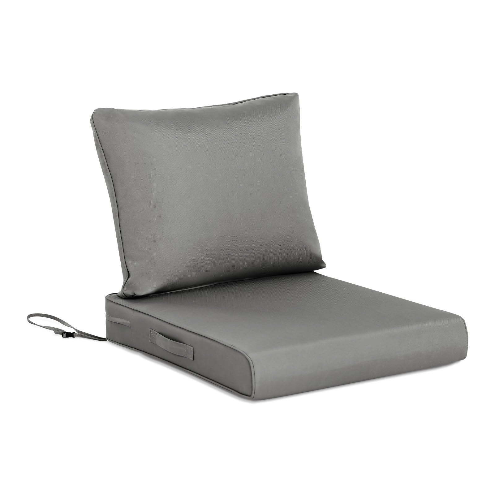 BPS Outdoor Chair Cushions Set Water Resistant Outdoor Deep Seat Cushions with Handle and Adjustable Straps, 23"x26", Gray-image-8