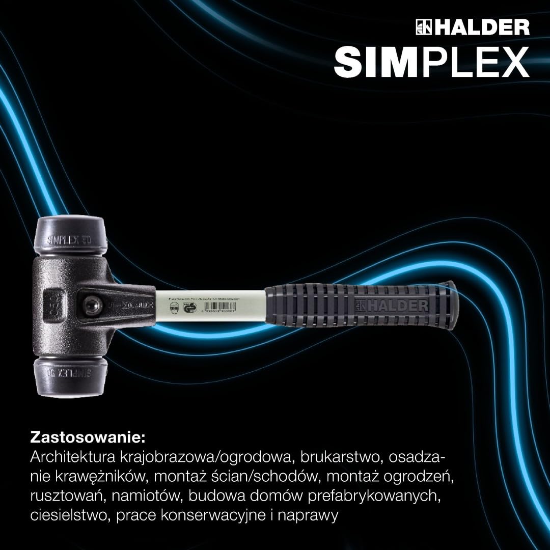 Halder 3702060" Simplex gumowy młot z uchwytem z włókna szklanego, wielokolorowy, 60 mm