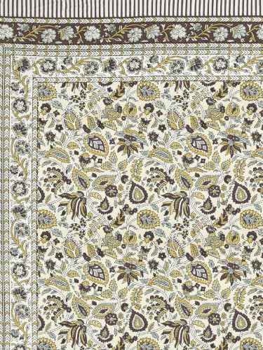 Image of 300 TC 100% Pure Cotton Bedsheet for Double Bed King Size (90x108) inch, Jaipuri Print Double Bedsheet Cotton with 2 Pillow Covers, Sanganeri Printed Flat Bed Cover