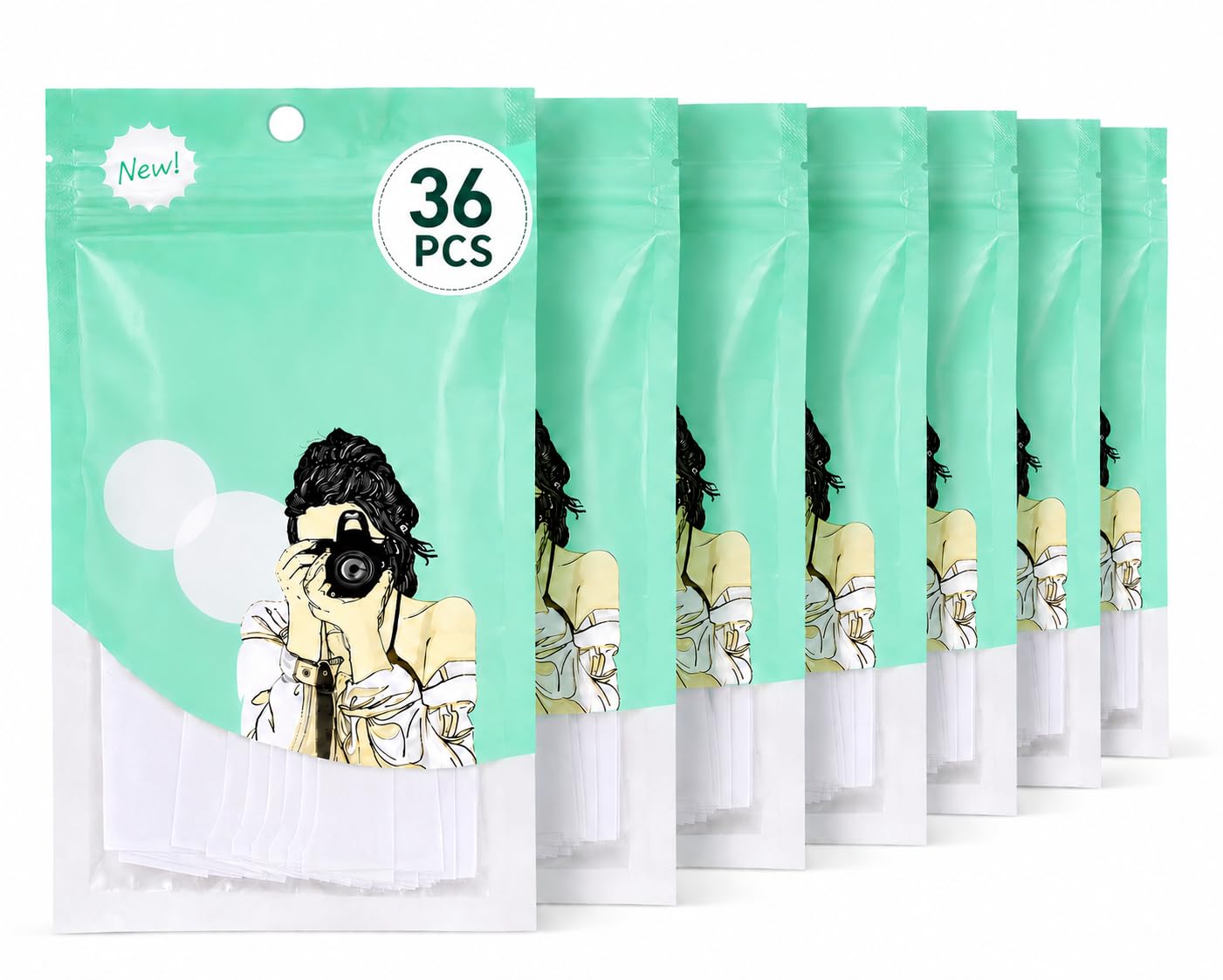 CURATED CART Pack of 7 Double-Sided Fashion Tape for Clothes, 36 Strips Each Packet, Invisible Adhesive Body Tape for Women, Strong & Waterproof, Clear Fabric Tape for Dress (Total 252 Strips)-image-47