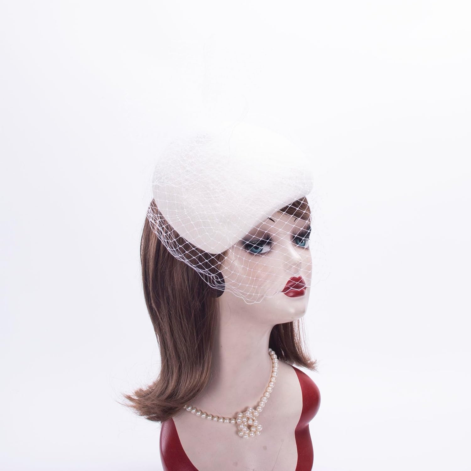 Lawliet Womens Teardrop Solid Color Wool Felt Veil Netting Fascinator A618