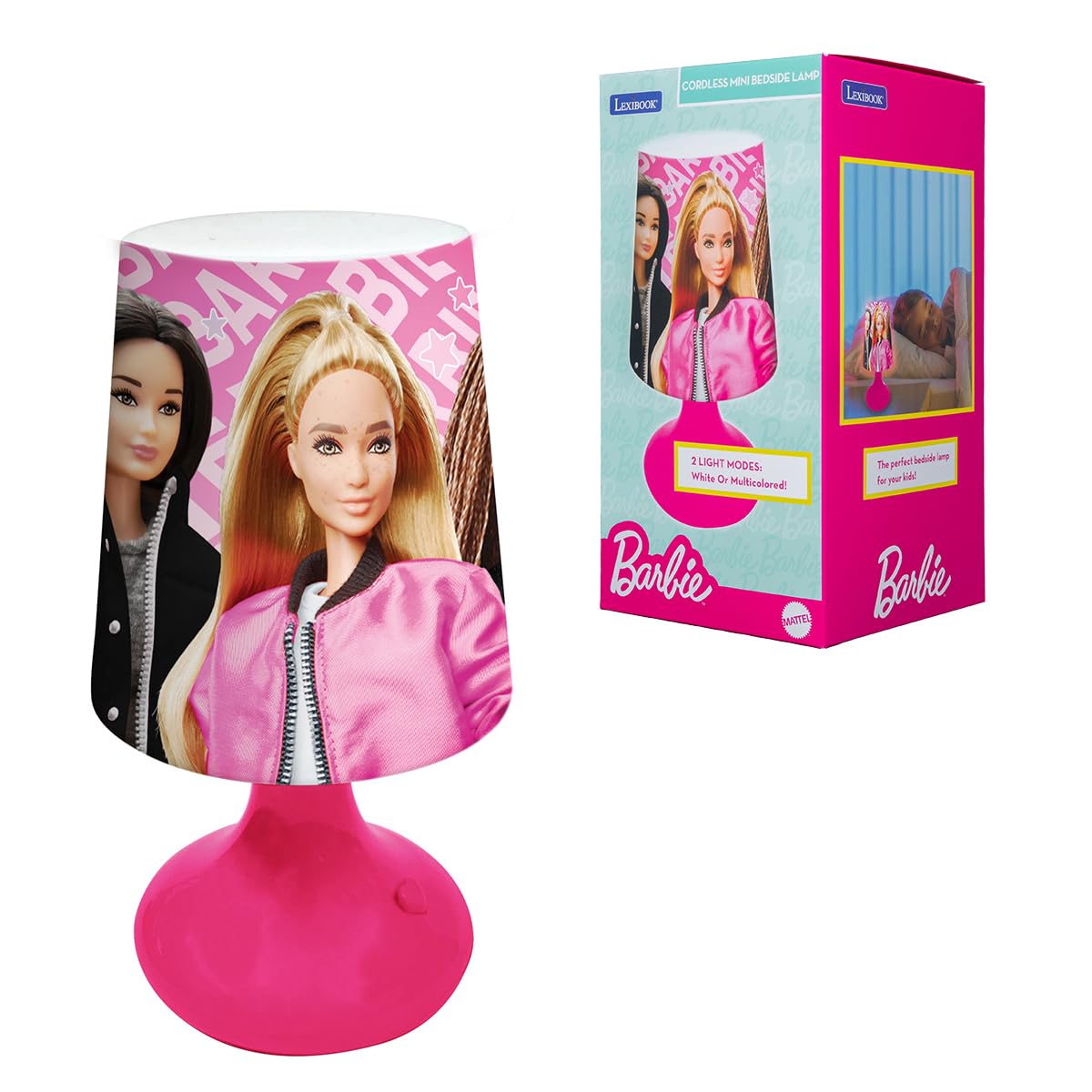 LEXIBOOK, Mattel Barbie - Barbie Mini Cordless Bedside Lamp and Nightlight - MLT10BBLXB