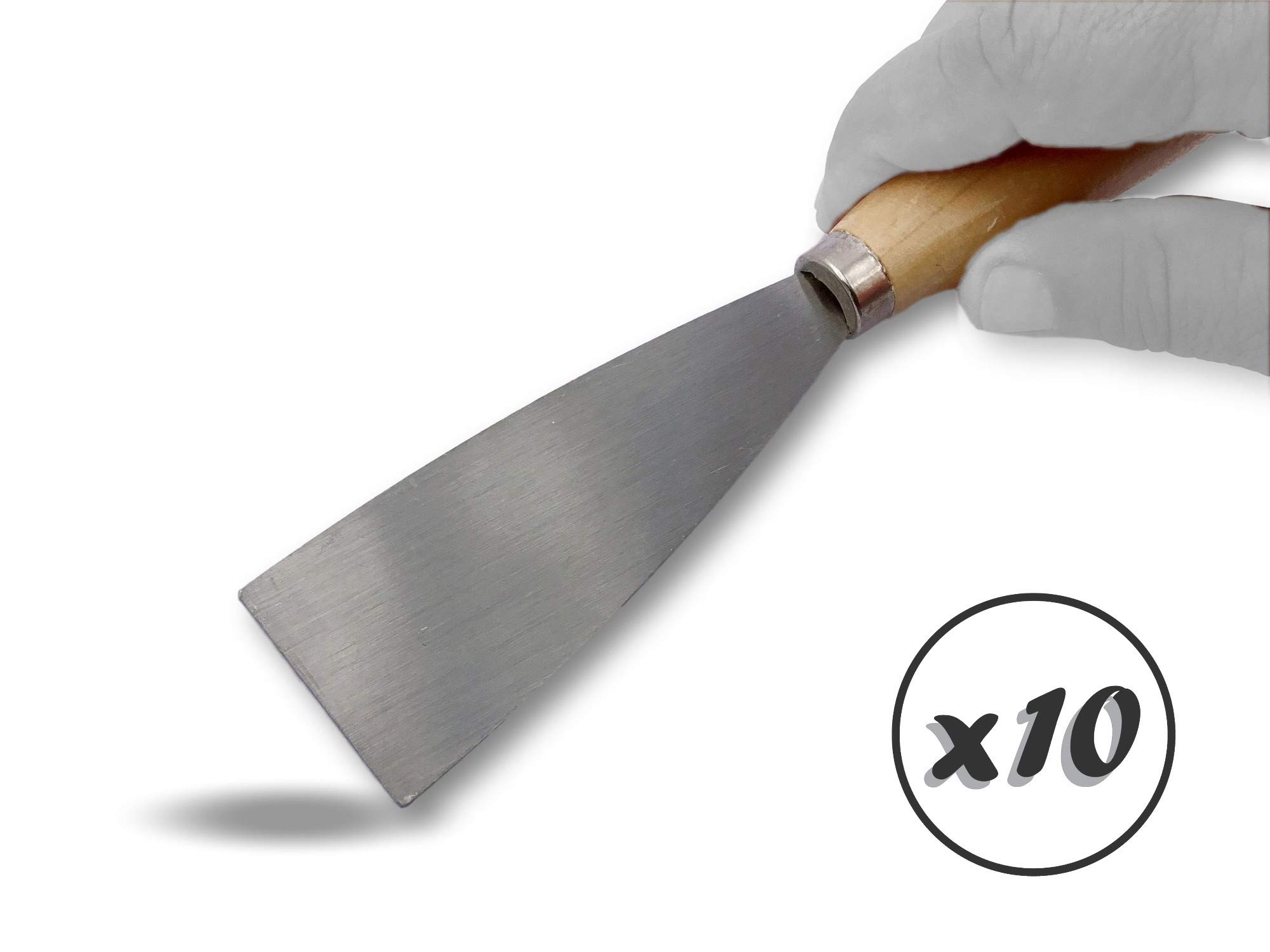 Kibros Lot 10 couteaux à enduire acier poli spatule grattoir 40 mm