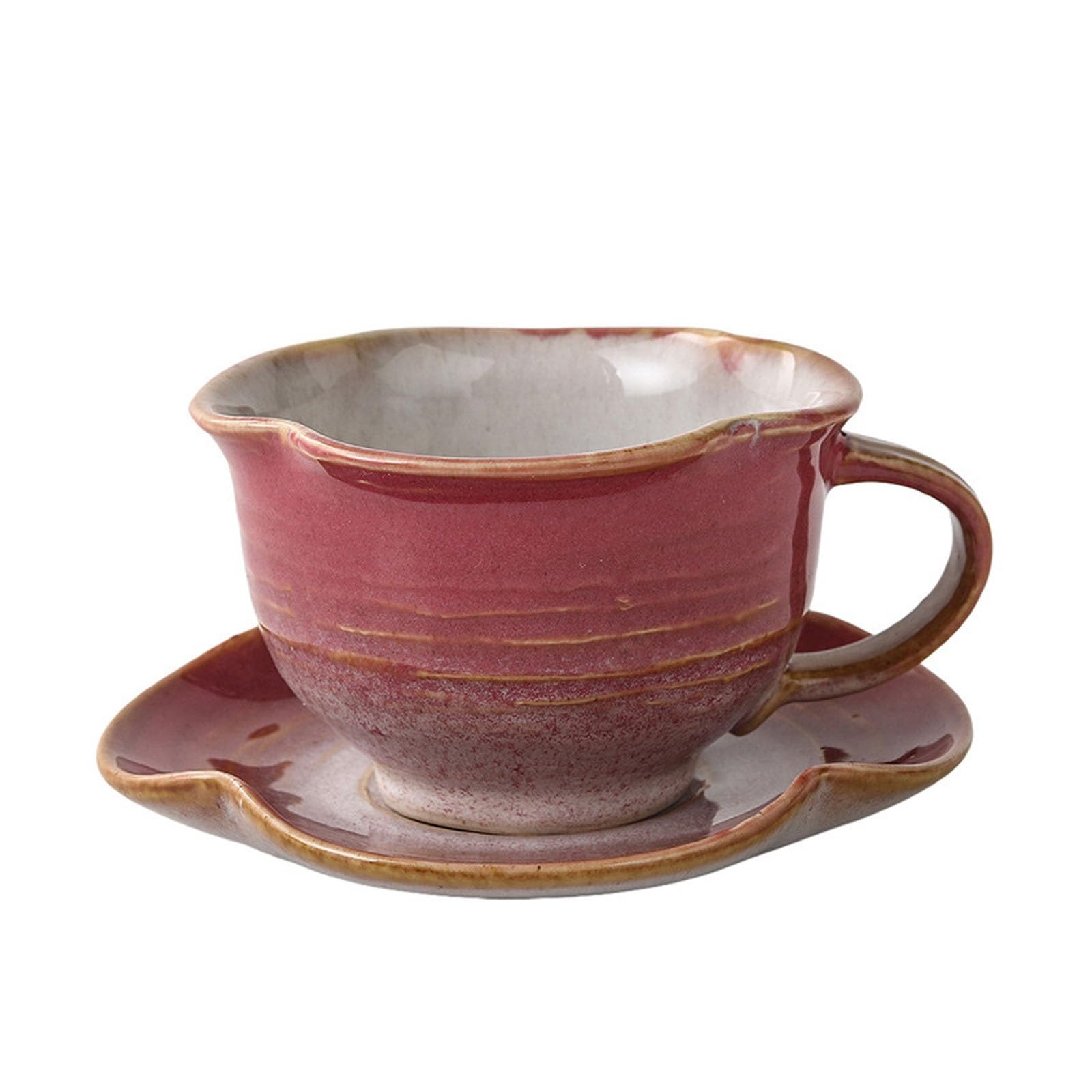 Ceramiczny zestaw kubków do kawy, 220 ml, vintage filiżanka do herbaty i spodek, ręcznie wykonany kubek na mleko z uchwytem do domu i kuchni, idealny na popołudniową herbatę