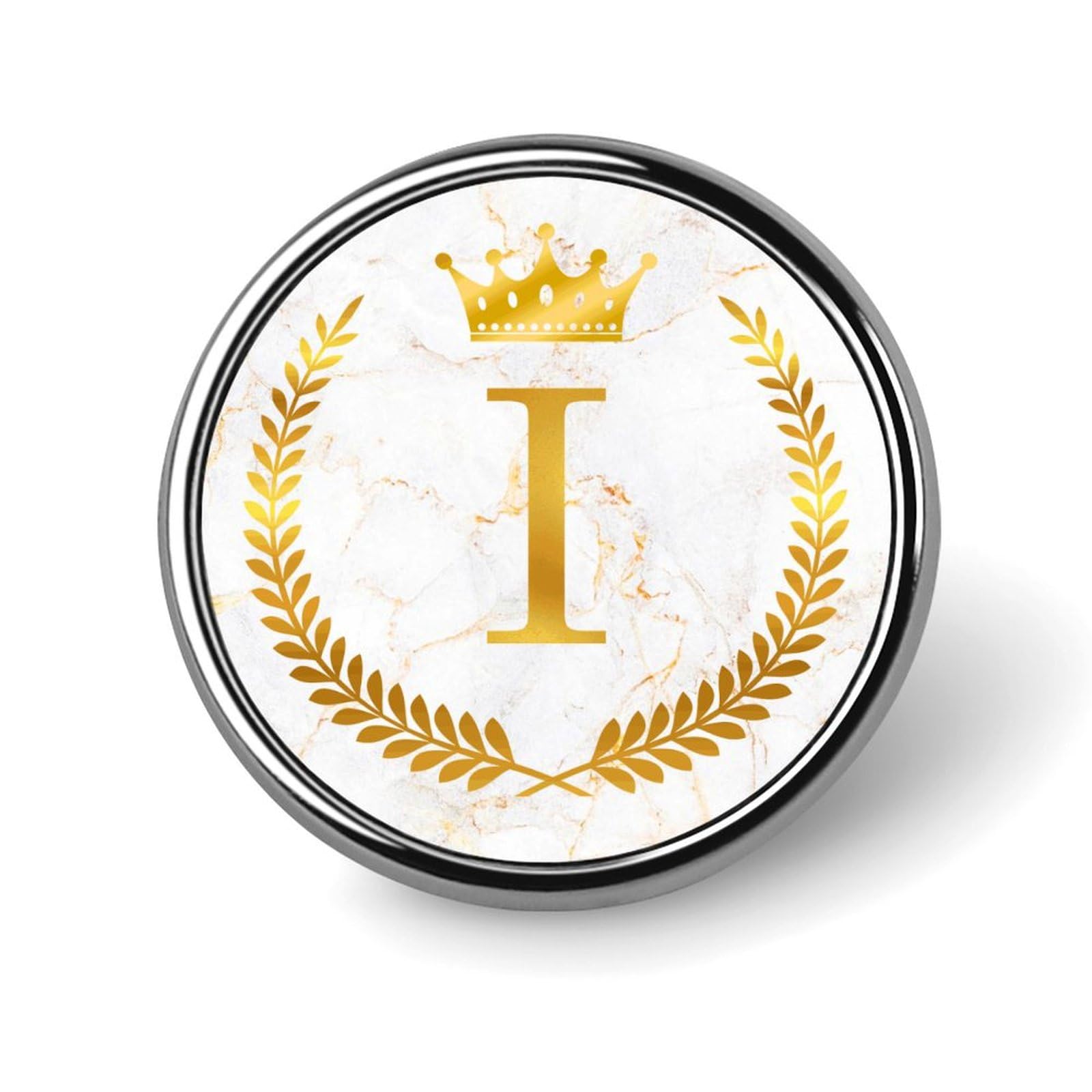 E Buchstaben-Anstecker Set Goldene Krone Monogramm Familie Revers Pin Monogramm Initial Buttons Personalisierte Buttons Modern Pin für Rucksäcke Taschen Hüte Stoff
