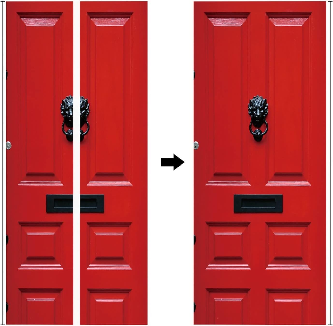 3D Door Stickers for Interior Doors A Red Front Door of A London Town House Vinyl Removable Self Adhesive Door Poster Wallpaper Mural Decals for Bedroom Office Bathroom 95 x 215 cm