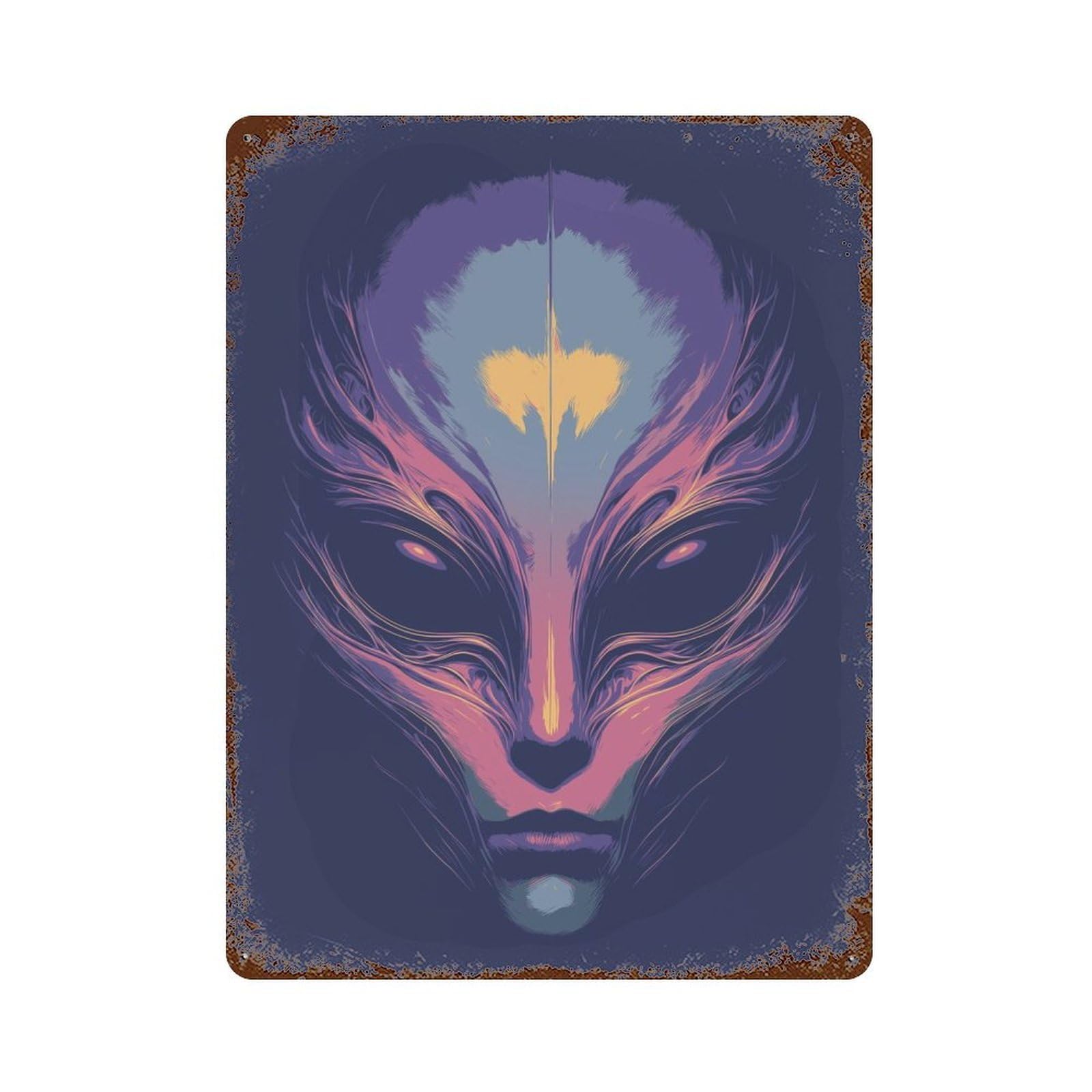 Alien Distressed Metal Wall Sign 15.7"x11.8", Ideal for Garage, Bar And Workshop Decor