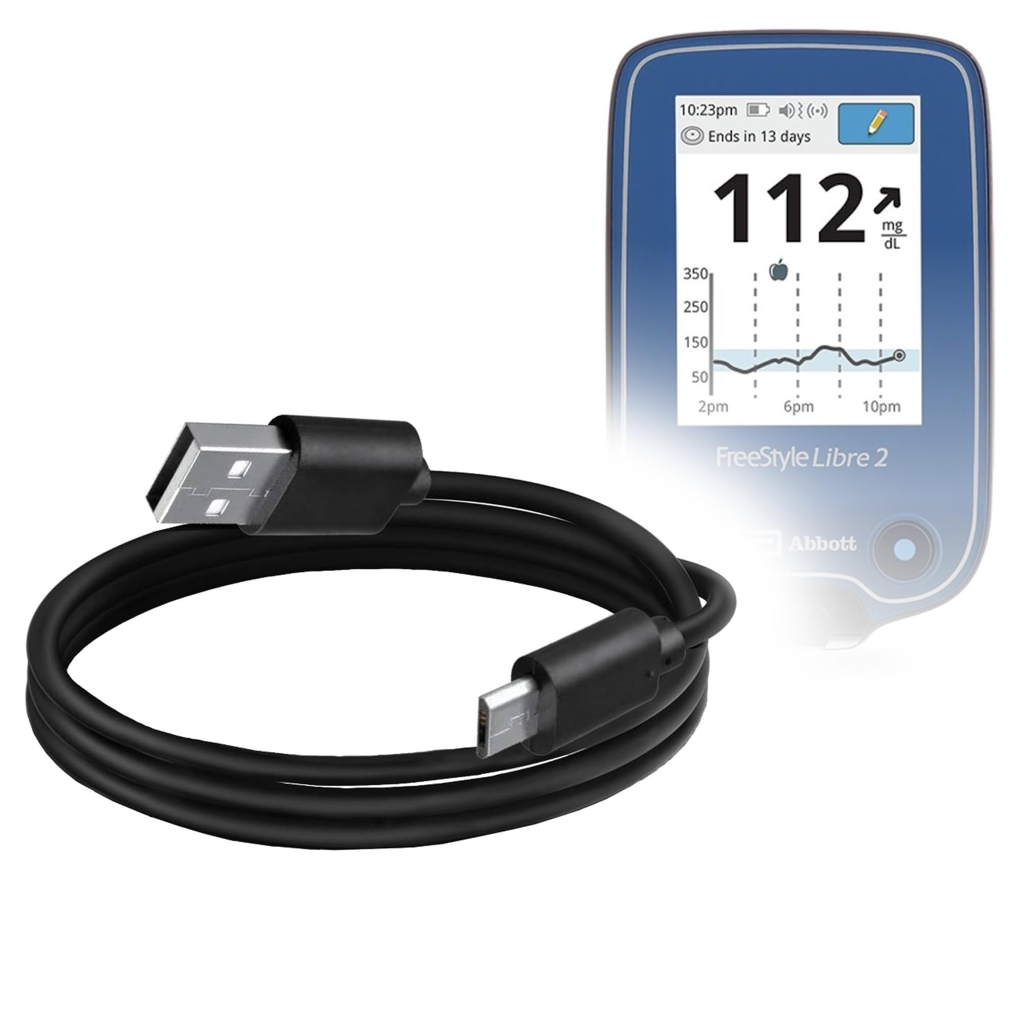 BoxWave Cable Compatible with Freestyle Libre 2 Reader - DirectSync Cable, Durable Charge and Sync