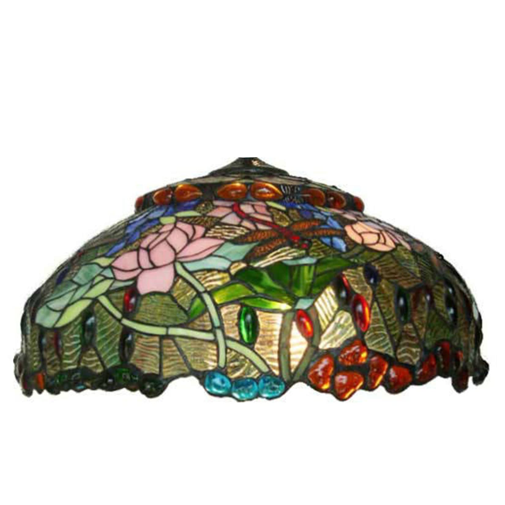 HJRegaFimu Lamp Shade Replacement Wisteria Tulip Rose Dragonfly Stained Glass Lampshade Only With Cap Fit For Table Floor Light Pendant Ceiling Fixture W20 Xh10 (tulip)